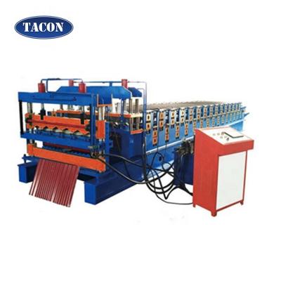 China Hotels Double Layer Coated Color Steel Sheet Roll Forming Machine for sale