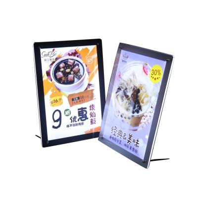 China A4 LED restaurant light box luxury desktop ultra-thin menu panel easy change pictures advertising poster crystal slim lightbox for sale