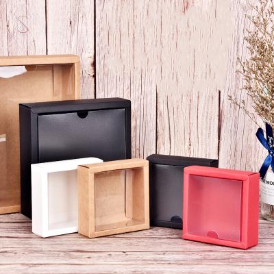 China Recycled Materials REYOUNG REYOUNG Boxes Cosmetic Packaging Boxes White Soap Soap Box Kraft Paper With PVC Sleeve Window for sale