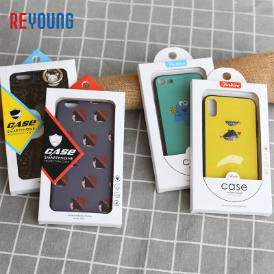 China Biodegradable Custom Logo Box Mobile Phone Case Cover Packaging Boxes Package With Transparent Window For Display for sale