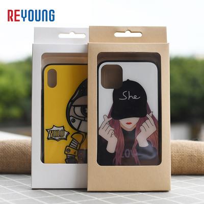 China Biodegradable Custom Logo Iphone Case Packaging Box Phone Cover Packaging Box With Clear Window For Display for sale