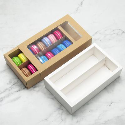 China Recyclable Luxury White Paper Macaron Boxes Kraft Paper Packaging With PVC Windows For Macarons for sale