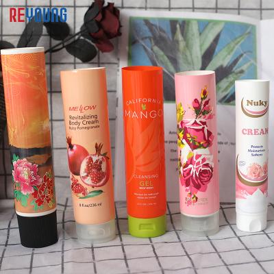 China Recycled Hardware OEM Customized Round Shape Empty Colored Plastic Packaging Soft Tube For Bath Cream for sale