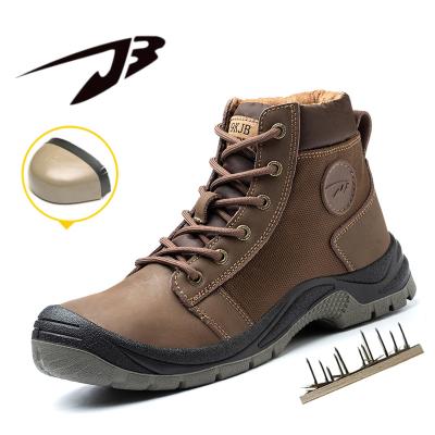 China Genuine leather high top waterproof mens work toe cap safety shoes jubang toe jubang steel extraction sefty boots genuine fancy brand cow steel top for sale