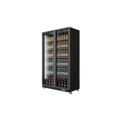 China Custom Commercial Beverage Store Supermarket Beverage Cold Double Door Refrigerator for sale