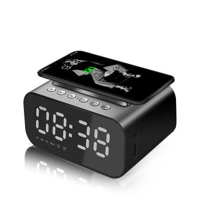 China 2000mAh Visual Tooth Call Hot Selling Loudspeaker Portable Wireless Blue LCD Screen Alarm Clock Speaker for sale