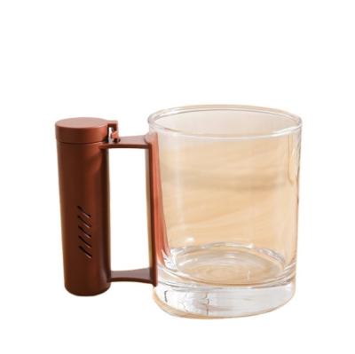 China Stocked Soak Filter Glass Cups Handle Can Store Infuser Strainer Filter Tea Cup With Cat Shaped Tea Glassware for sale