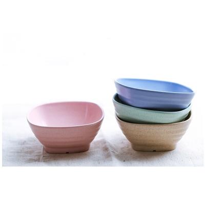 China Sustainable Plastic Tableware Baby Bowls Lunch Wheat Straw Bowl Breakfast Picnic Bowls Sets for sale