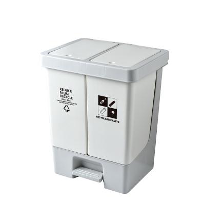 China 20L 2 Compartment Sustainable On Open Cover Dush Bins Pedal Type Bin Rubbish Bin for sale