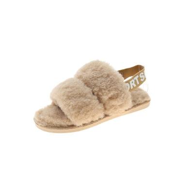 China Fashion Trend Wool Fur House Slippers Famous Brand Luxury Outdoor Indoor Slippers Winter For Woman Fashion Leather Fur SlippersDropshipping 41 for sale