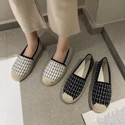 China Other Design 2022New Wholesale Fashion Ladies Woven To Knit Basic Comfortable Casual Fisherman Flat Leather Shoes Jute Material For Women for sale