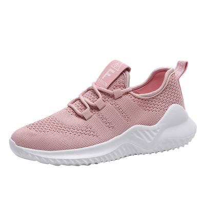 China Cushioning 2021 high quality fashion sports shoes brand new women sports running shoes light weight knitted mesh soft soled casual shoes for sale