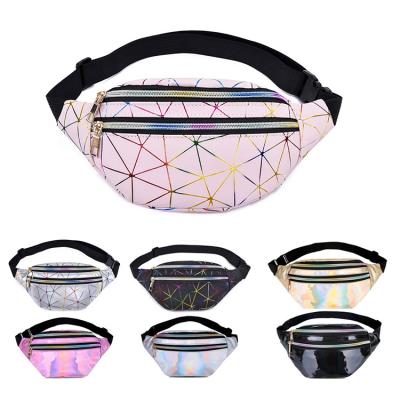 China Water Proof Holographic Fanny Bags Waterproof Running Belt Women Sports Fanny Pack Ladies Leather Waist Bag Chest Pouch for sale