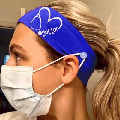 China Fashion women turban hair band accessories female elastic sweat wide headband hold hair/protective hot sale chef headwrap with button for nurse for sale