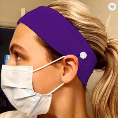 China Hold Head Hair/Face Holder Button Headband Custom Logo Head Protector Low MOQ For Nurses Women Men Yoga Sports Bands Workout Turban Heawrap for sale