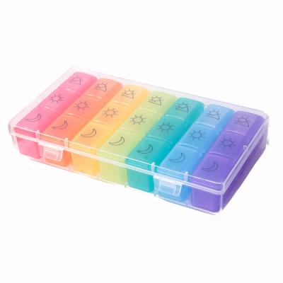 China Plastic Medical Pill Storage Organizer 7 Day Monthly Portable 21 Day Travel Pill Case for sale