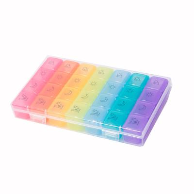 China Custom Logo Monthly Weekly Plastic 28 Compartment Pill Box Large Storage Pill Box for sale