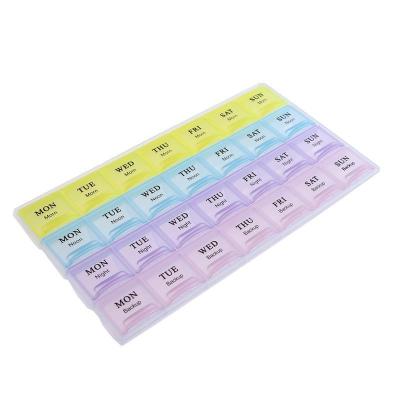 China Pill Packing Medicine Organizer Large 28 Compartment Weekly Monthly Plastic Pill Box for sale