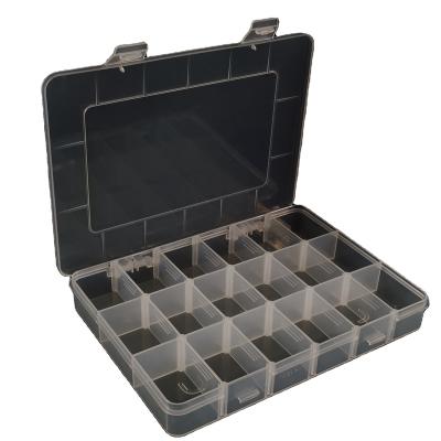 China Sustainable 18 Grids Electronic Components Box Clear Plastic Storage Organizer for sale