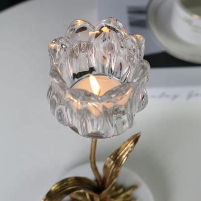 China Luxury Factory Price Crystal Glass Candle Holder For Crystal Candle New Selling Wedding Decoration for sale