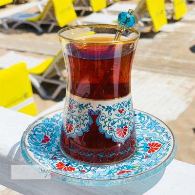 China Factory Price Amazon Sustainable Success Insulated Custom Clear Glass Coffee Double Lat Turkish Tea Cup And Saucer for sale