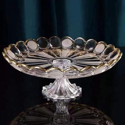 China Modern Fruit Dish Crystal Glass Cake Candy Chocolate Modern Fruit Dish Sustainable Selling Transparent Fruit Dish for sale