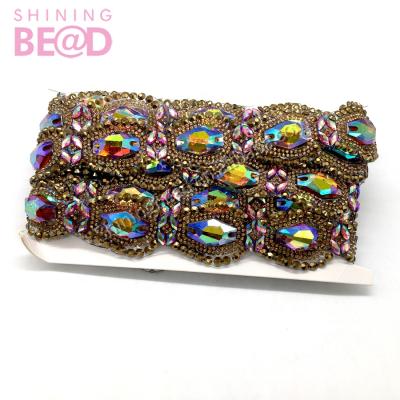 China Bags Rhinestone Wedding Cheap Trimming Iron On Cloth Bag Shoe Jewelry Chain Applique Accessories for sale