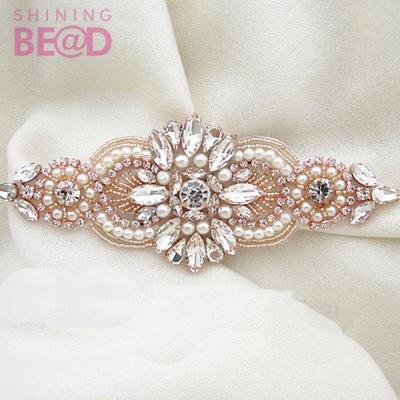 China Bags High Quality Rose Gold Beaded Rhinestone Crystal Trim for sale