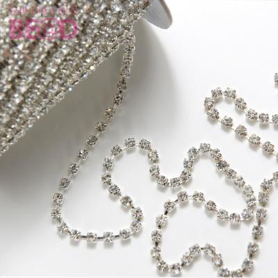 China silver garment plating rhinestone cup chain trimming for garment factory supplier for sale