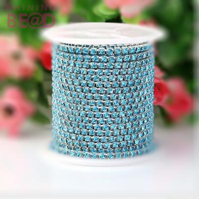 China Garment Wine Cup Chain Glass Sippy Rhinestone, Gold Plated Cup Chain Rhinestone Trimming 10 Yards Each for sale