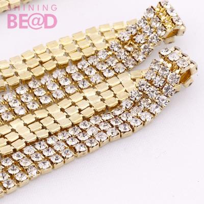 China High Quality Crystal Pointback Diamante Three Row Rhinestone Cup Chain Setting for sale