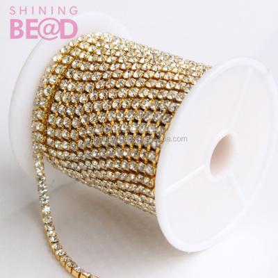 China Garment wholesale ss6, ss10 ss12, ss16, ss18 rhinestone cup narrow sparkling chain one for sale