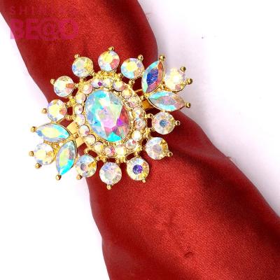 China New Year 2021 Viable Rhinestone Acrylic Napkin Rings Wedding Napkin Holder Gold Christmas For Napkin To Decorate for sale