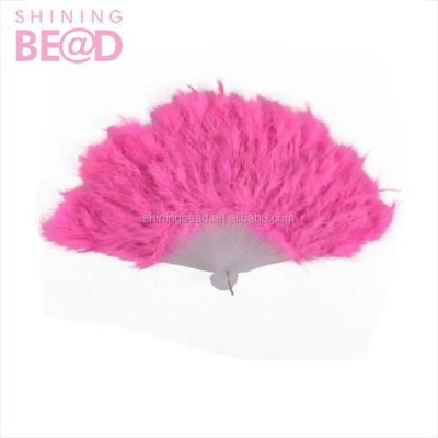 China Cheap Colorful Dancing Ostrich Feather Fan White Feather Dancing Fan for sale