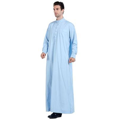 China Hot Selling Soft Touch Feeling Arab Jubba Long Sleeves With Button Muslim Men Daffah Thobes Dubai Abaya for sale