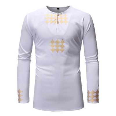 China Wholesale New Men's Style Polyester African Bronze Long Sleeve Casual Shirt African Clothing for sale