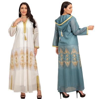 China Islamic clothing abaya polyester embroidery modern Muslim Middle East long dress hooded new maxi dress for sale