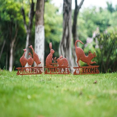 China Animal Garden Ornament Metal Garden Stake Decor Silhouette Statues zu verkaufen