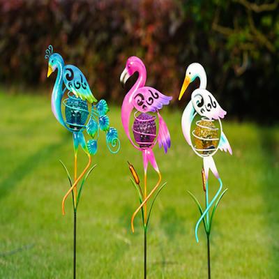 China Colorful Solar Powered Garden Ornaments Decor Bird Lighting LED for sale