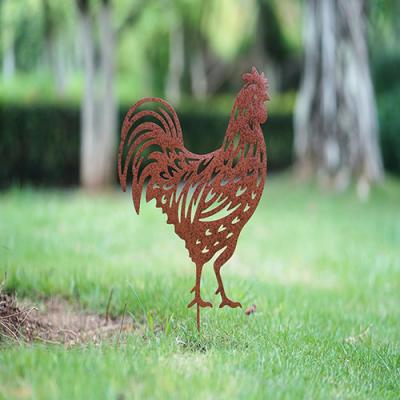 China Metal Animal Garden Ornament Metal Silhouette Garden Stakes, Hen And Chick zu verkaufen