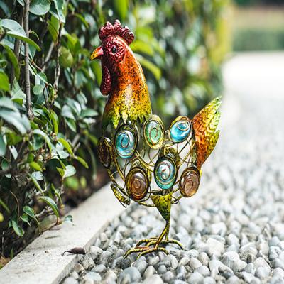 China Metal Garden Handicrafts Coloured Glaze Stone Cock Decor Yard Art Ornaments zu verkaufen