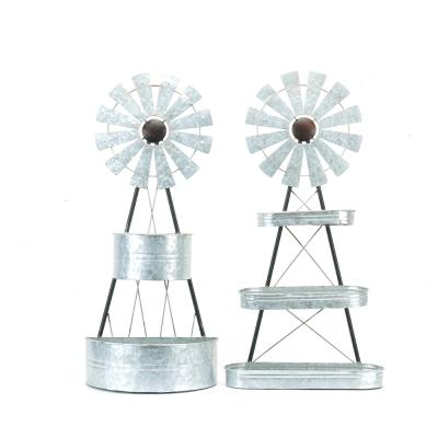 China Metal Garden Ornaments DIY Minimalist Windmill Metal Shelf Decor zu verkaufen