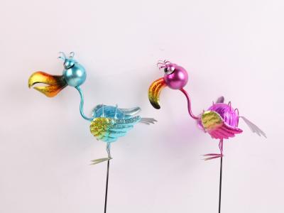 China Metalen zonne-tuin ornament met LED buitenste stekker in Flamingo's Kraan Pauwvissen Te koop