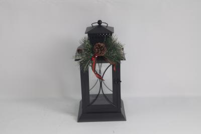 China Charming Handcrafted Christmas Decorations For Winter Holiday Decor Black Candlestick Lantern for sale