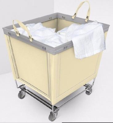 China WHEELED Laundry Baskets On Wheels Steel Frame Black Painting Hotel Commercial Laundry Carts for sale