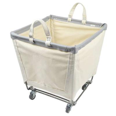 China 100% Cotton Canvas Laundry Cart Laundry Cart Fabric Basket With Wheels Laundry Basket for sale