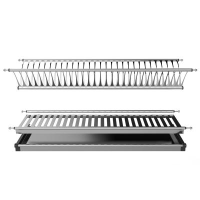 China Sustainable Cabinet Hardware 2 Tiers Kitchen Stainless Steel Dish Rack Kitchen Accessories for sale