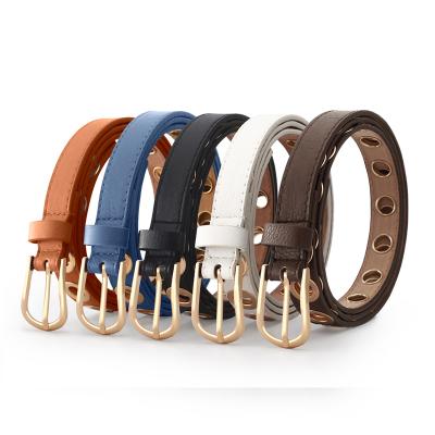 China ALLOY PU Belts Female Pin Color Woman Belt Airhole Alloy Buckle Belt For Jeans for sale