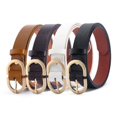 China Fashion.Casual Ladies PU Belt For Women Gold Buckle Customized Circle To Buckle Adjustable PCS Zinc Buckle Belt for sale