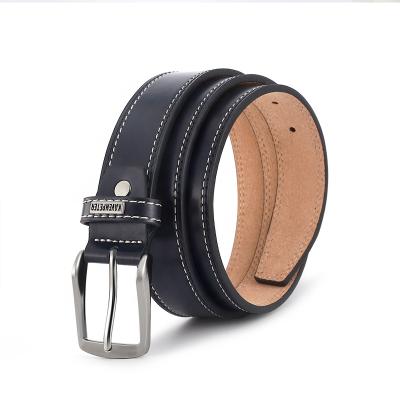 China Cowhide Pin Buckle Genuine Leather Belt 3.3cm Width Solid Brass For Men Belt Cowhide Material for sale